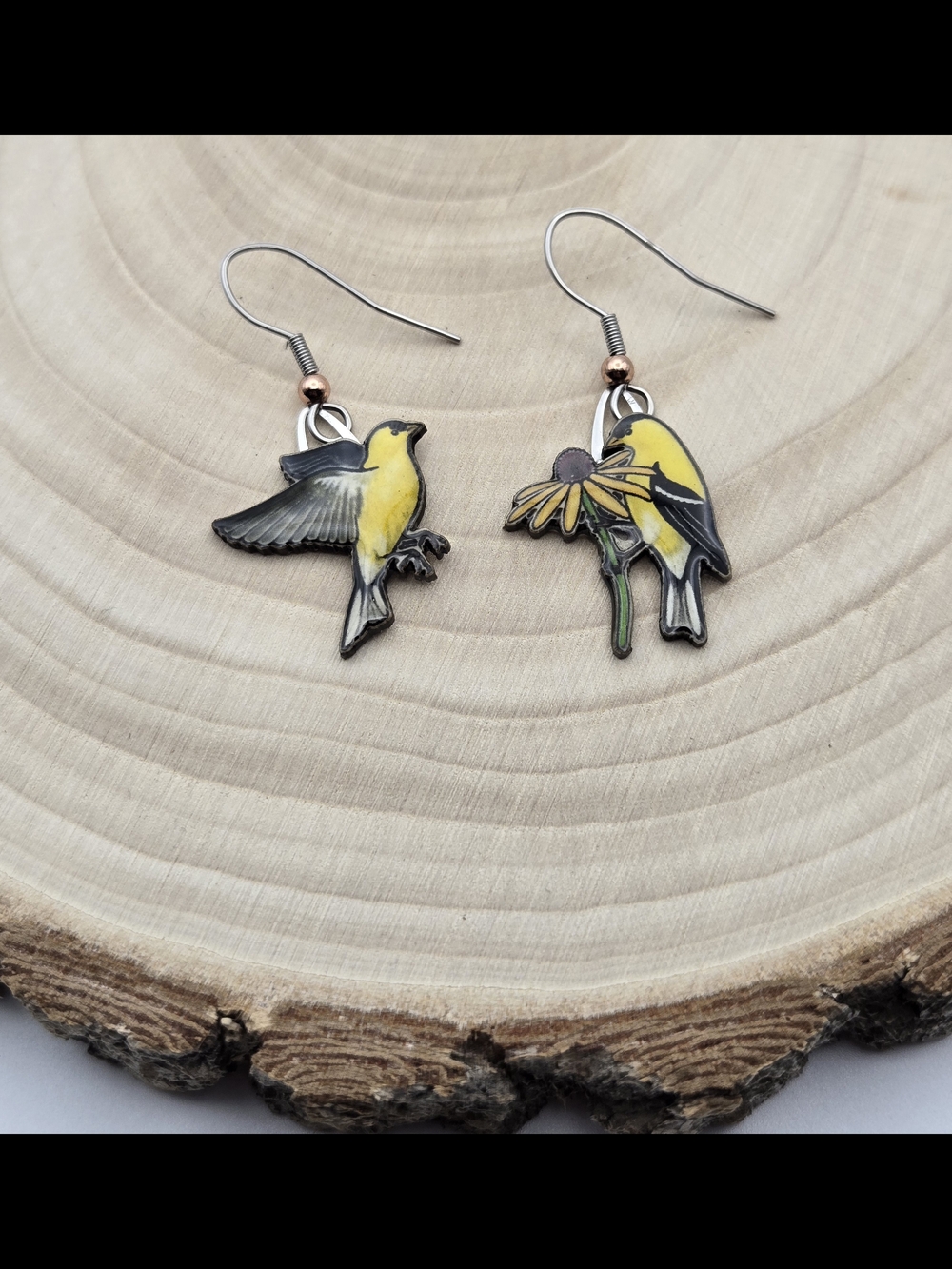 Jabebo Bird Resin Earrings 🐦🌼Nature-Inspired / Lightweight - Picture 2 of 7